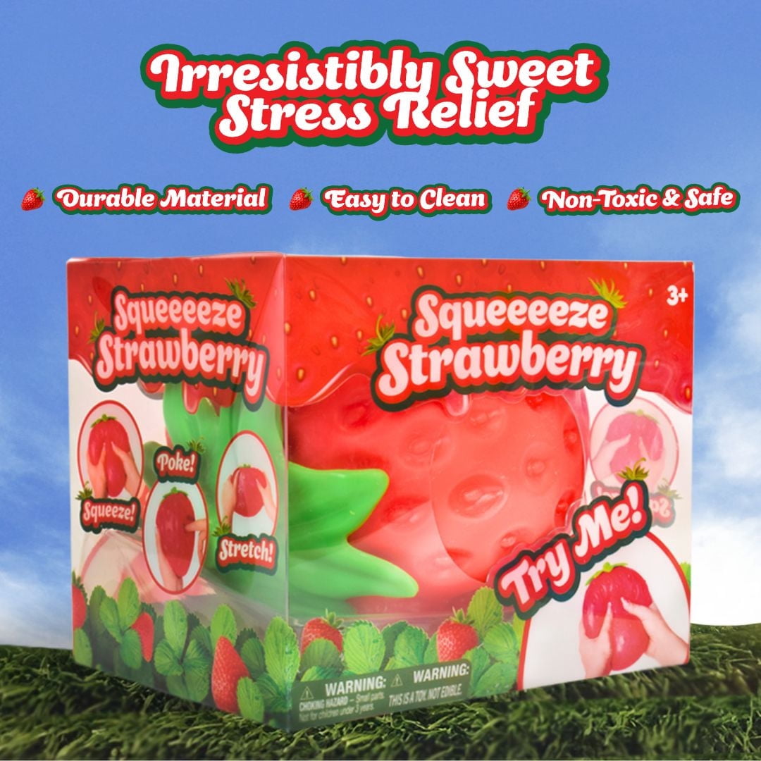 Giant squeezy Strawberry toy for Kids & Adults -  Jumbo Squishy - Realistic Slow Rising Food Fidget Toy for Stress Relief & Anxiety Relaxation 2026 - （3*3in）