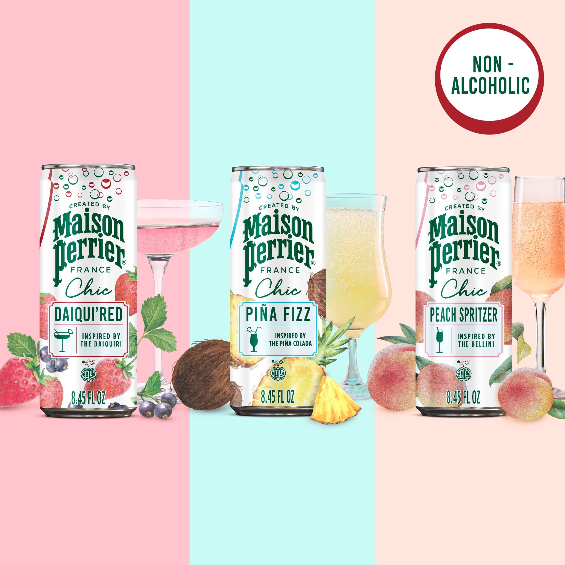 Maison Perrier Chic Mocktails, Variety Pack Non-Alcoholic Cocktail Mixers, 12 Pack