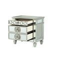 thumbnail image 2 of Elegant Mirrored Nightstand, Silver - Raised Geometric Accents, Storage Nightstand With 2 Drawers Exquisite Trim, Felt-lined Top,, 2 of 5