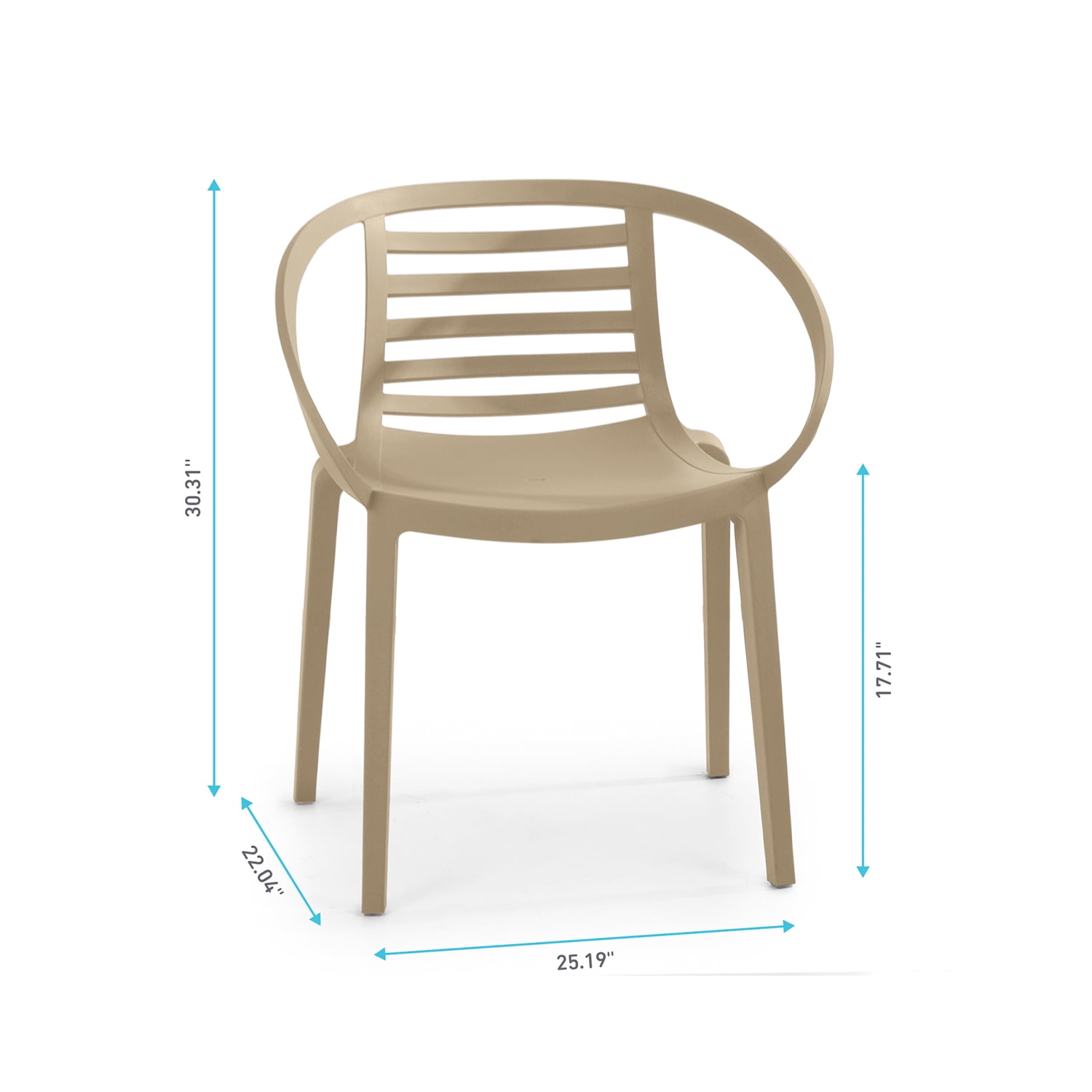 WRGHOME Syracuse Modern Outdoor/Indoor Plastic Resin Stacking Patio Dining Chairs  (Set of 2) - TAUPE