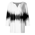 thumbnail image 4 of Camiseta de Mujer Camiseta Estampado Botón Manga 3/4 Diario Fin de Semana Moda Básico Cuello en V Regular Top Blanco/M, 4 of 5