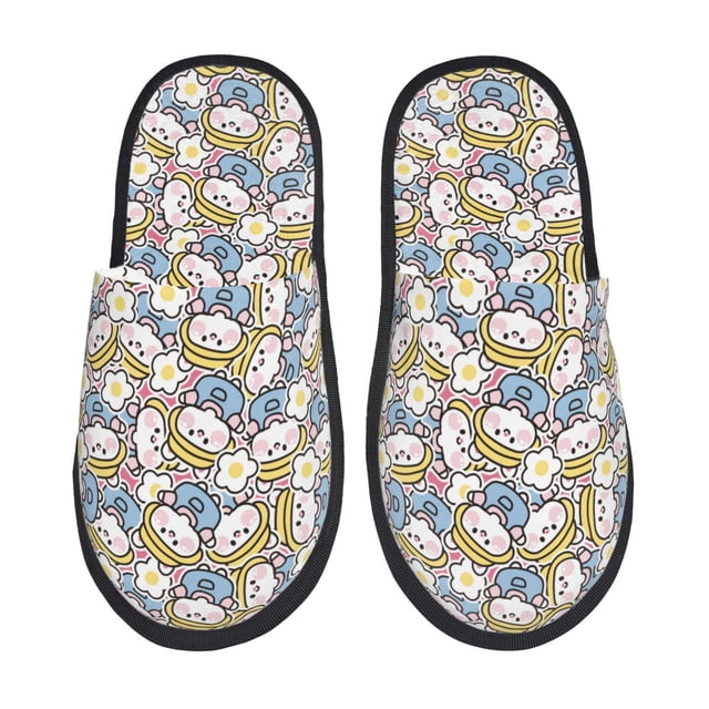 Fotbe Cute Rabbit Pantuflas Peludas para Mujer con Estampado, Zapatillas de Peluche, Zapatos de Invierno para Casa, Uso Interior y Exterior-Medium