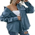 thumbnail image 1 of Womens Corduroy Autumn Shirt Jacket Lapel Button-down Long Sleeve Solid Color Shacket Jacket, 1 of 5
