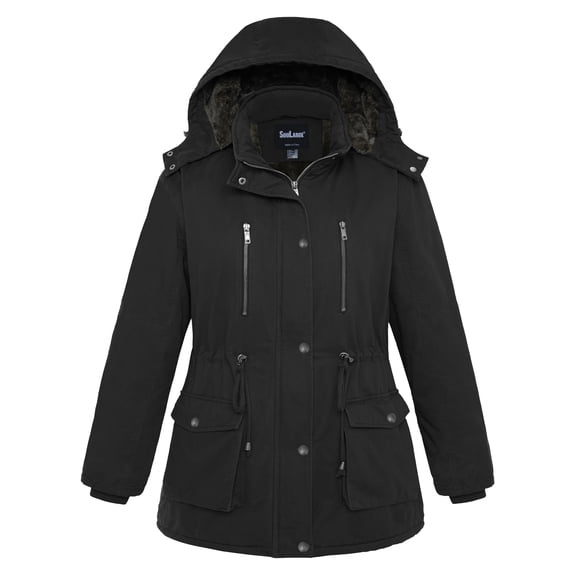 Soularge Women's Plus Size Winter Coat Warm Insulated Winter Jacket Winter Puffer Jacket Black 3X
