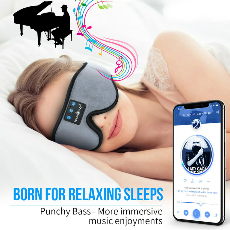 MUSICOZY Sleep Headphones 3D Bluetooth 5.2 Headband Sleeping Headphones,  Wireless Music Eye Sleep Mask Earbuds for Side Sleepers Cool Tech Gadgets  Unique Gifts, Built-in Ultra Soft Thin Speakers 