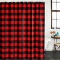 thumbnail image 3 of Black Red Plaid Waterproof Fabric Shower Curtain,Vintage Rustic Buffalo Checked Gingham Waterproof Fabric Shower Curtain for Bathroom Curtains Bathtubs Shower Curtains with 12 Hooks Small 36x72in, 3 of 8