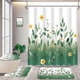 thumbnail image 2 of FRAMICS 16-Piece Ombre Floral Shower Curtain Sets with Rugs, Sage Green Eucalyptus Leaves Bathroom Sets, Waterproof Fabric Bathroom Curtain Decor with Hooks, 2 of 9