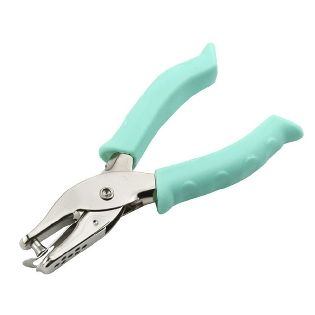 Perforadora azul de metal con mango suave para etiquetas de manualidades DIY, ropa y álbumes de recortes. 3 colores disponibles.