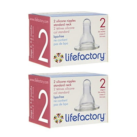 3 Piece Bundle of Stage 2 Lifefactory Medical-Grade BPA-Free Silicone Nipples, 3-6 Months,