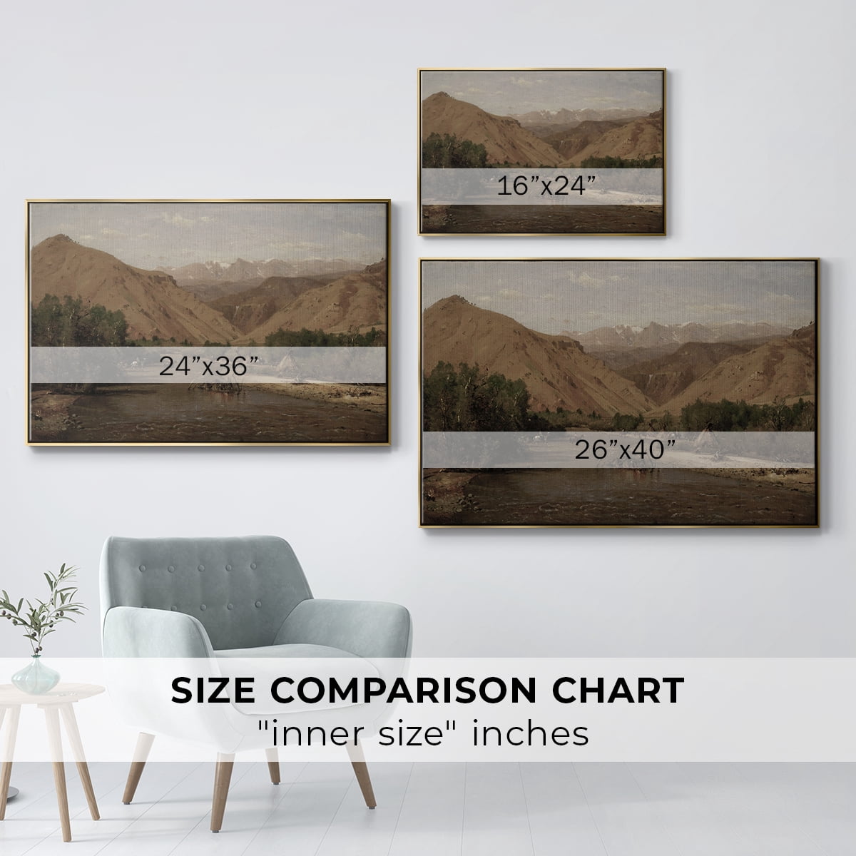 Vintage Landscape-CCXXVI By Wexford Home Framed in Gold Wood Gallery Wrapped Canvas 27 in. x 41 in.