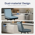 thumbnail image 6 of 26" Counter Height Bar Stools Set of 2, Swivel Bar Chair Kitchen Chairs with Low Backs, PU Leather Fabric Square Seat Bar Chair with Black Metal Legs, Counter Bar Stools for Kitchen Island,Blue, 6 of 8