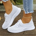 thumbnail image 2 of Sneakers for Women Lightweight Mesh Lace up Outdoor Running Shoes Casual Slip on Soft Sole Walking Shoes Breathable Athletic Shoes White Size 6.5, 2 of 9