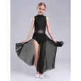 thumbnail image 3 of YiZYiF Girls Lyrical Dance Costume Keyhole Back Sleeveless Rhinestones Split Dress Dancewear Black 6, 3 of 7
