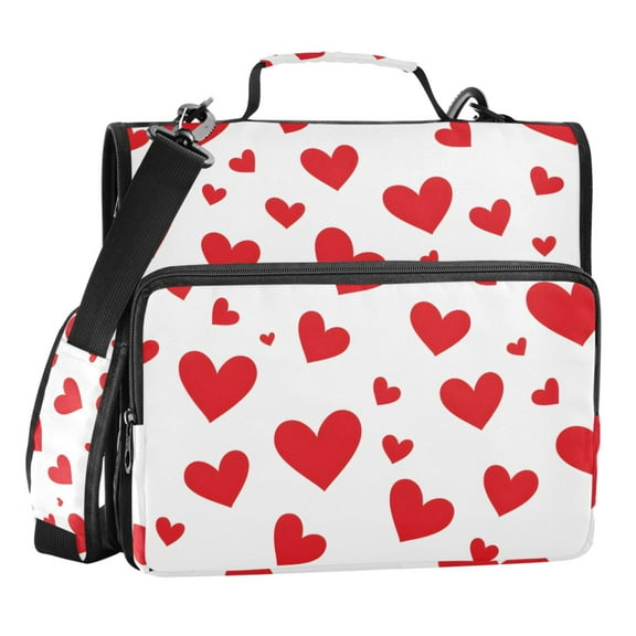 ALAZA Zipper Binder Red Hearts 3 Ring Trapper Keeper File Folder Organizer Bag