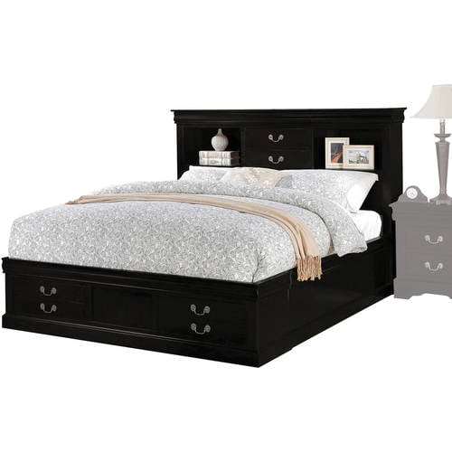 Acme Louis Philippe III California King Bed with Storage, Black - 0