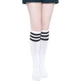 thumbnail image 2 of Calcetines hasta la rodilla de algodón para mujer, calcetines de tubo deportivos de equipo de uniforme escolar, calcetines de algodón calcetines de fútbol calcetines deportivos rayas de color sól, 2 of 5