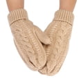 thumbnail image 2 of SUXIAN Winter Gloves Women Fashion Solid Color Knitted Windproof Warm Thickened Cozy Soft Gloves Winter Womens Beige One Size, 2 of 4