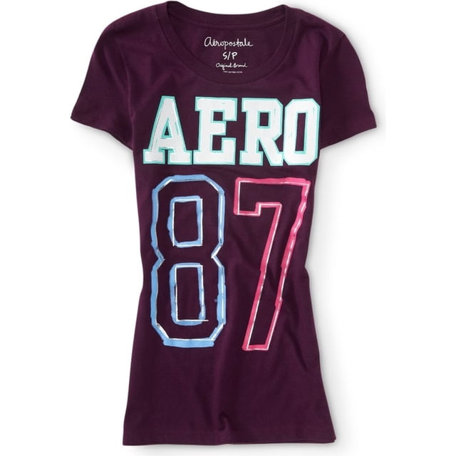 Aeropostale Camiseta gráfica Aero Foil para mujer, Púrpura, Grande Aeropostale Camiseta gráfica