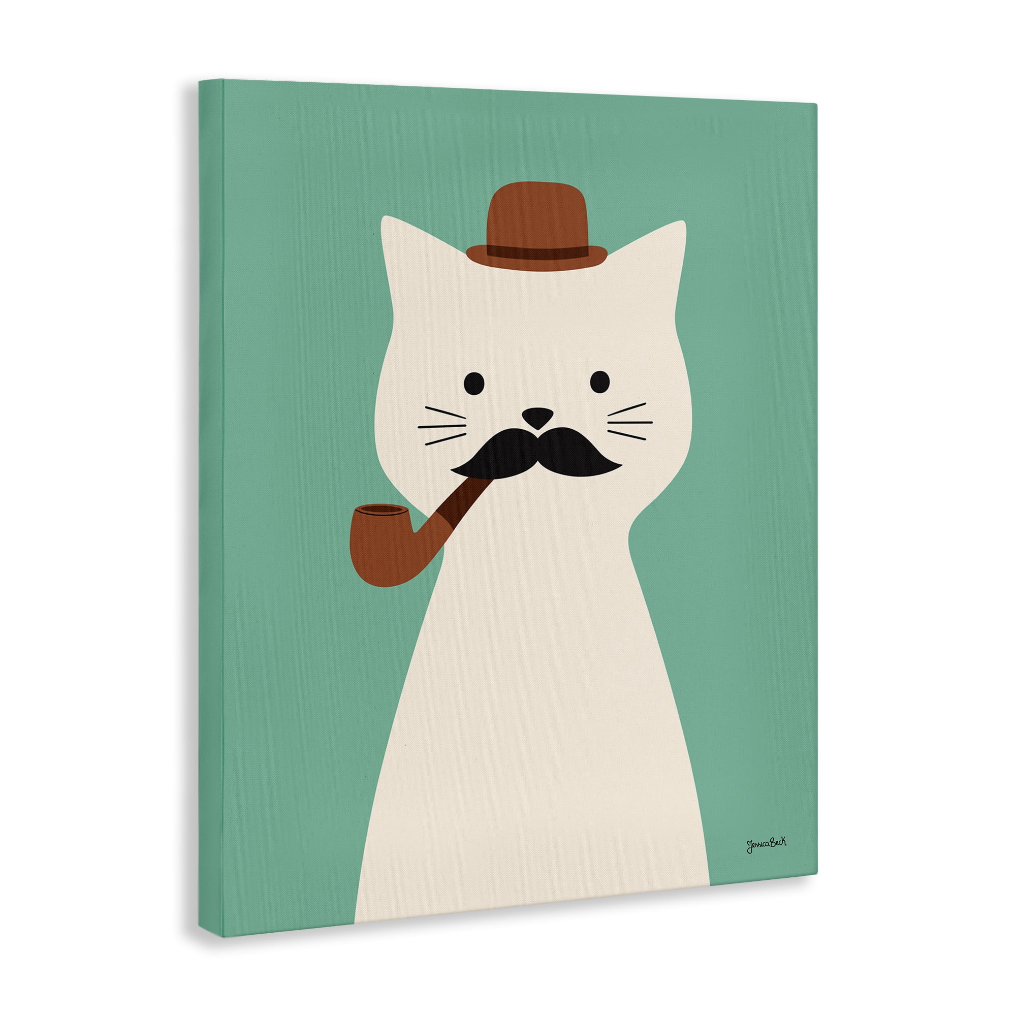 Stupell Industries Cat Smoking Pipe Animals Painting Wrapped Canvas Art Print Wall Art, 36 x 48
