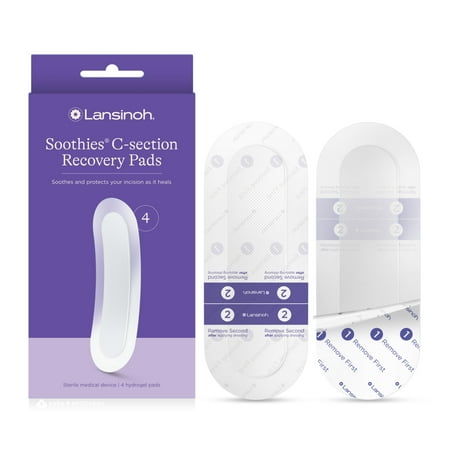 Lansinoh C-Section Pads, Postpartum Recovery Essentials, Sterilized Pads, 4 Count