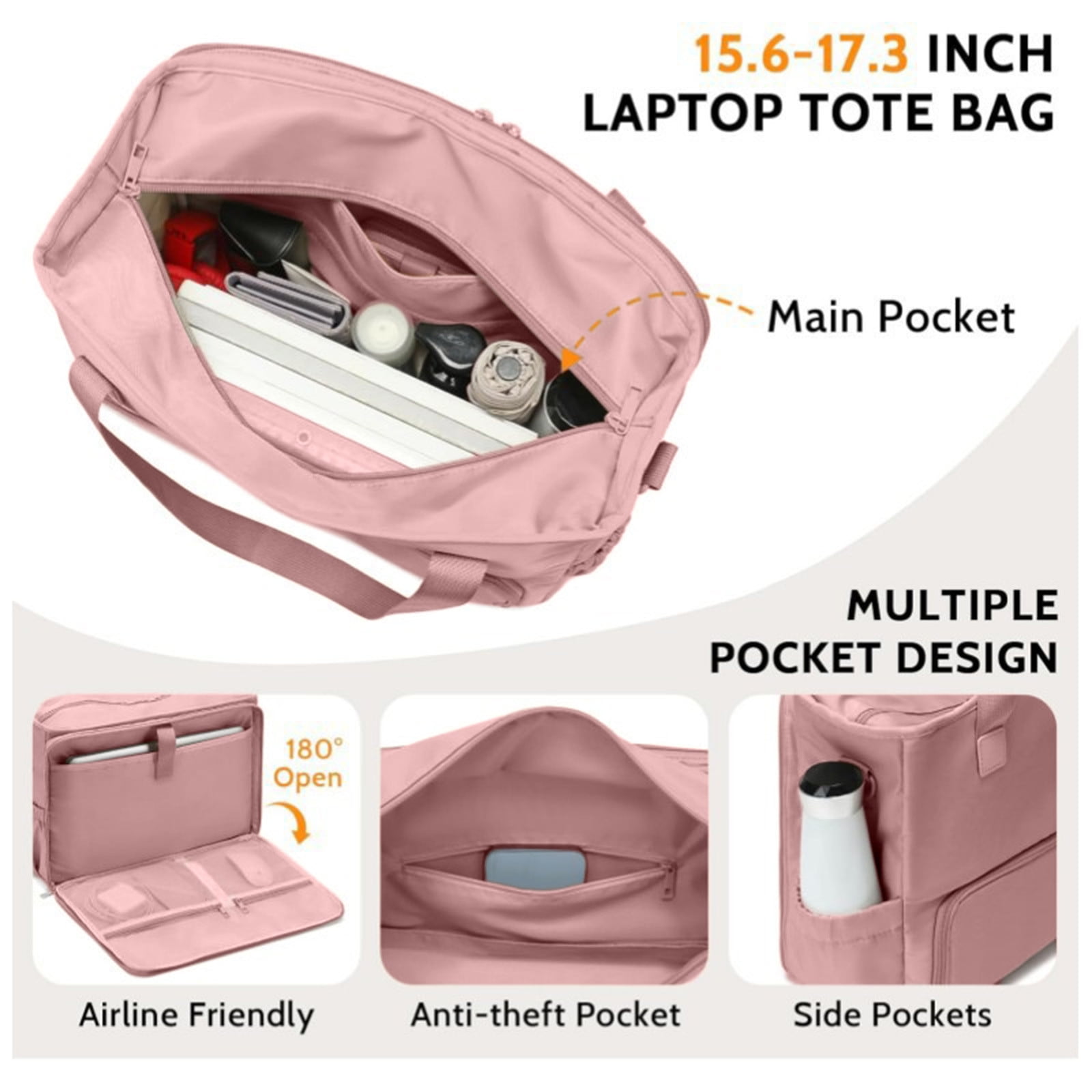 Insulated Lunch Bag for Women, 15.6 Inch Laptop Tote with Large Compartment, Waterproof Work Tote Bag with Side Pockets for Nurse, Teacher, Office, Commute, Professional Lunch Box Cooler Bag