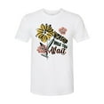 thumbnail image 2 of Wild Bobby Worship While You Wait Sunflower Pink and Yellow Inspirational/Christian Men Premium Tri Blend Tee, True White, Small, 2 of 6