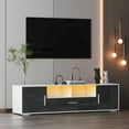thumbnail image 2 of LiviNest LED TV Stand for 65 Inch TV: Remote Control 16-Color RGB Light & 110lb Capacity - Modern Entertainment Center with Cabinets & Open Shelves for Living Room Bedroom - White & Dark Gray, 2 of 4
