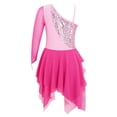 thumbnail image 4 of MSemis Girls Kids Sequined Ballet Leotard Lyrical Asymmetrical Hem Dancewear Dress, 4 of 7