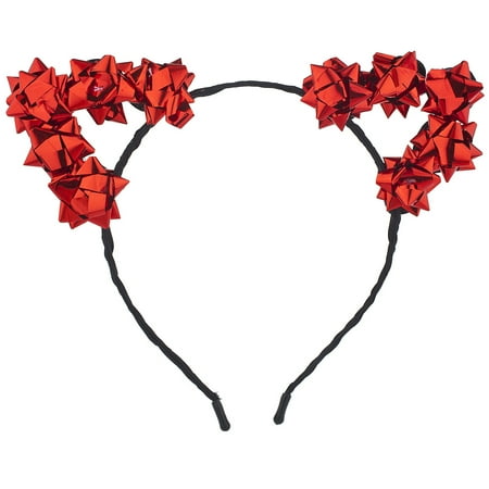 Headband Gift - Lux Accessories Red Christmas Holiday Accessories Gift Bow Cat Ear Headband