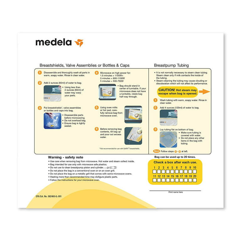 Medela Quick Clean Micro-Steam Bags,5-1/8 x 5-7/8 x 1-5/8,5/Pack, 12Pk/Case,87024