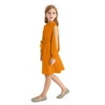 thumbnail image 4 of Actgleam Girls Mesh Long Sleeve Dress Crew Neck A-Line Party Belted Dresses,Orange,13-14Years, 4 of 8
