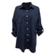 thumbnail image 5 of Txlixc Blusa vaquera de moda femenina, solapa de color sólido, botón de manga larga, blusa vaquera suelta Txlixc moda, 5 of 8