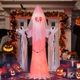 thumbnail image 2 of Costway 8FT Halloween Inflatable Ghost Blow-up Haunting Ghost Bride with Flame LED Light, 2 of 10