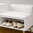 thumbnail image 5 of VECELO Shoe Storage Bench, Entryway Bench with Seat Cushion and Door, Wooden Modern Style Shoe Storage Compartment for Hallway Living Room, White, 5 of 8