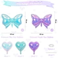 thumbnail image 3 of Iridescent Blue Purple Heart Balloons, Iridescent Blue Bow Balloons, 10Pcs 18 Inch Heart Shaped Balloon and 38 Inch Helium Bow Foil Balloon for Birthday Valentines Valentines Day Frozen Party Decor, 3 of 8