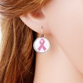 thumbnail image 3 of Pendientes de lazo Concienciación sobre el cáncer de mama Baratijas Pendientes de mujer Ganchos de oreja Cáncer de mama para las mujeres, 3 of 3