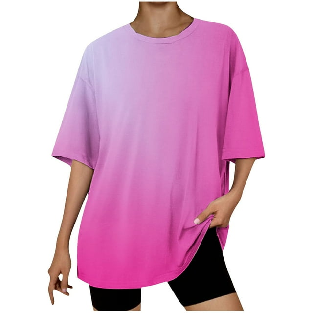Dealovy Womens Oversized T Shirts Loose Fitted Short Sleeve Crew Neck Tees Summer Casual Workout Tops