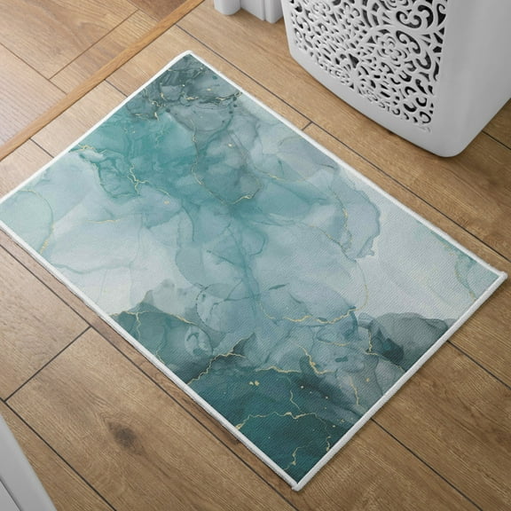 Absorbent Quick Dry Bath Mat, Non-Slip Super Strong Bath Mat, Suitable For Bathroom Shower Floor,Blue Marble Pattern Bath Rugs