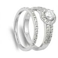 thumbnail image 4 of Sterling Silver Designer Engagement Ring Wedding Band Bridal Set White CZ 925 Female Size 6, 4 of 4