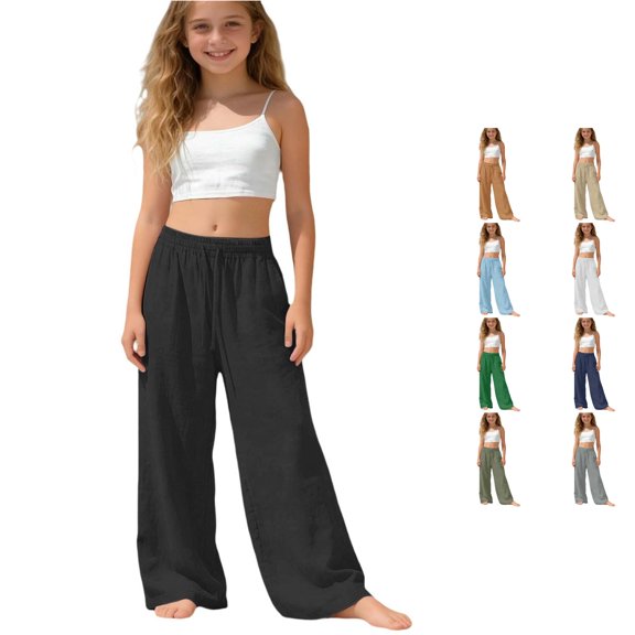 XIYON Pants for Girls Stylish Comfortable Casual Pants Soft Everyday Wear Elastic Waist Outdoor and School Trousers 14-15 Years