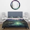 thumbnail image 3 of Designart "Northern Lights Celestial Euphony I" Landscapes Bedding Covert Set - Aurora Borealis Pink Traditional Bed Set With 2 Shams, 3 of 6