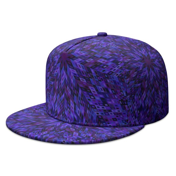 Trippy Style Snapback Cap, Adjustable Flat Visor Hat with Dreamy Geometric Design, Spiritual Unisex Casual Wear