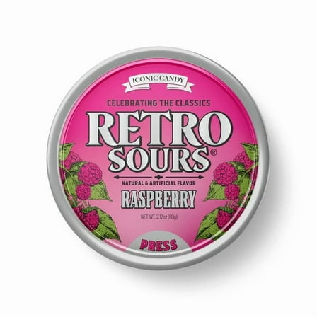 Iconic Candy Retro Sours Raspberry Sour Hard Candy, 2.12 oz