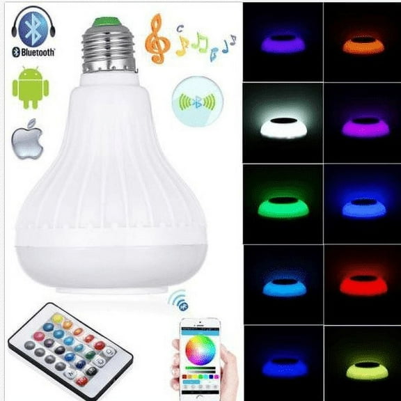 Walfront LED 12W RGB Light Bulb, Bluetooth Speaker Light