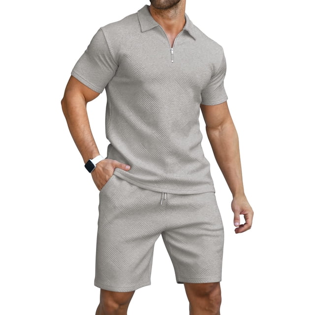 Conjunto de ropa deportiva KUYIGO para hombre, 2 piezas, gris oscuro, talla XXL