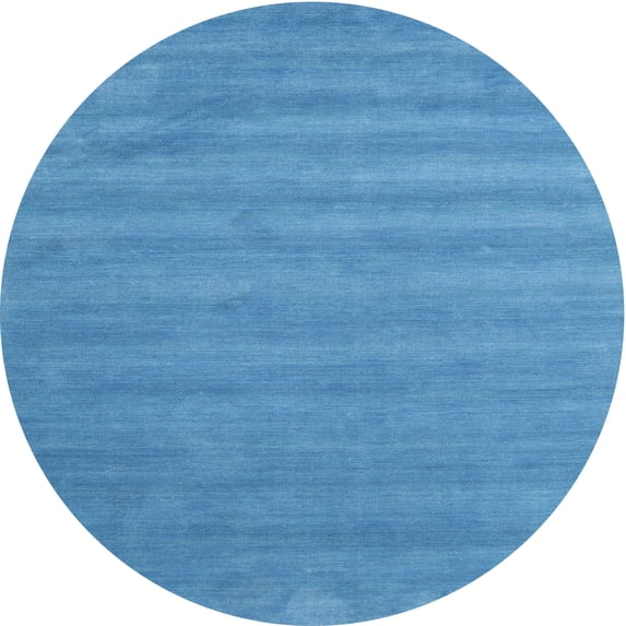 Ahgly Company Machine Washable Indoor Round Contemporary Midday Blue Area Rugs, 4' Round