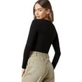 thumbnail image 2 of Women's Basic Scoop Neck Long Sleeve Fitted Crop Top Tee Shirt, 2 of 5