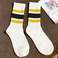thumbnail image 2 of Deago 3 Pairs Fun Novelty Striped Retro Crew Socks for Women Men Sporty Running Calf Casual Cotton Athletic Socks (Yellow Black), 2 of 8