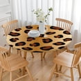 thumbnail image 3 of Gold and Brown Of Leopard Print Round Fitted Tablecloth with Elastic Edge,Dining Table Cover Waterproof,Outdoor Round Tablecloth for Camping,Dining,Indoor and Outdoor, 3 of 7