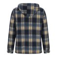 thumbnail image 4 of Bcresic Fall,Men's Outerwear,Classic Flannel Shacket with Hood Retro Plaid Coat,Teen Boys Academy Fashion Jackets(Blue,3X-Large), 4 of 5